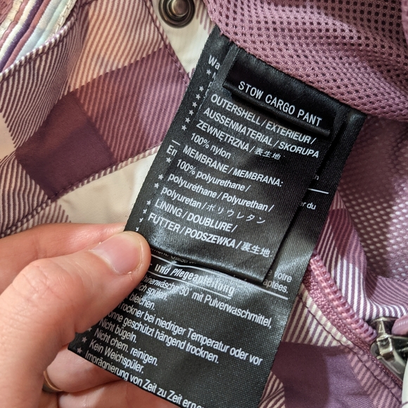 Burton Women's XS Snowboard Pants Mauve Plaid Stow Cargo Pant. - Picture 10 of 12